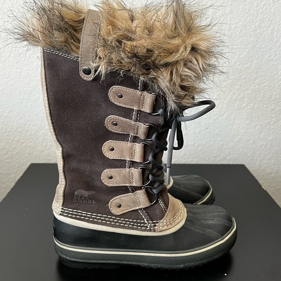 Sorel Joan of Arctic Suede Mid-Calf Brown Lace-Up Boots Size:8 🥾 - Picture 1 of 11